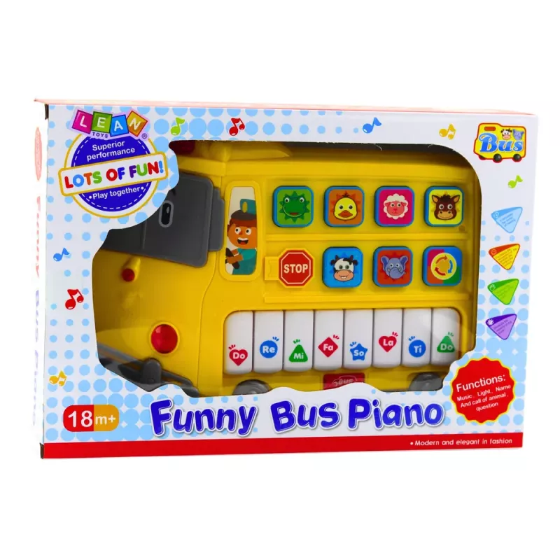 LEAN TOYS Elektrické piano výuková hračka pre deti žltý autobus