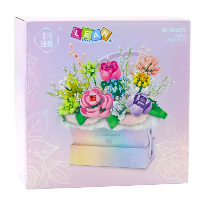 LEAN TOYS Stavebnica kompozícia v kvetináči fialová LED 706 dielov