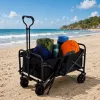 LEAN skladací záhradný plážový transportný vozík čierny 120L