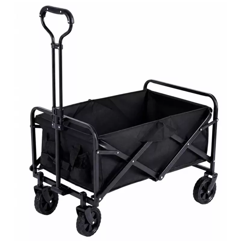 LEAN skladací záhradný plážový transportný vozík čierny 120L