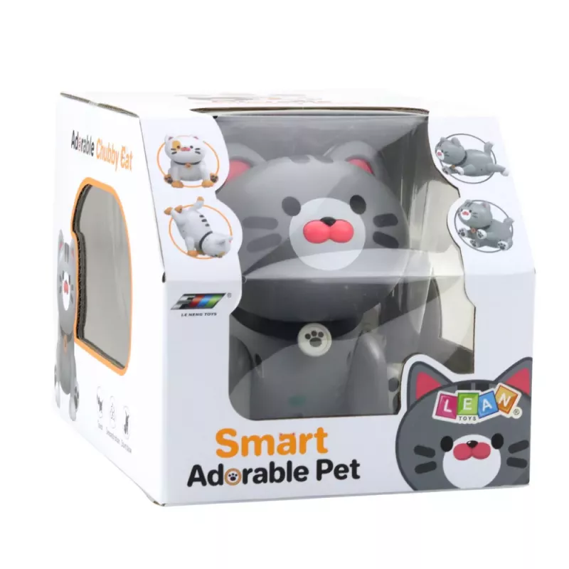 LEAN TOYS Interaktívne robotické mačiatko, na diaľkové ovládanie, RC ovládač, sivá