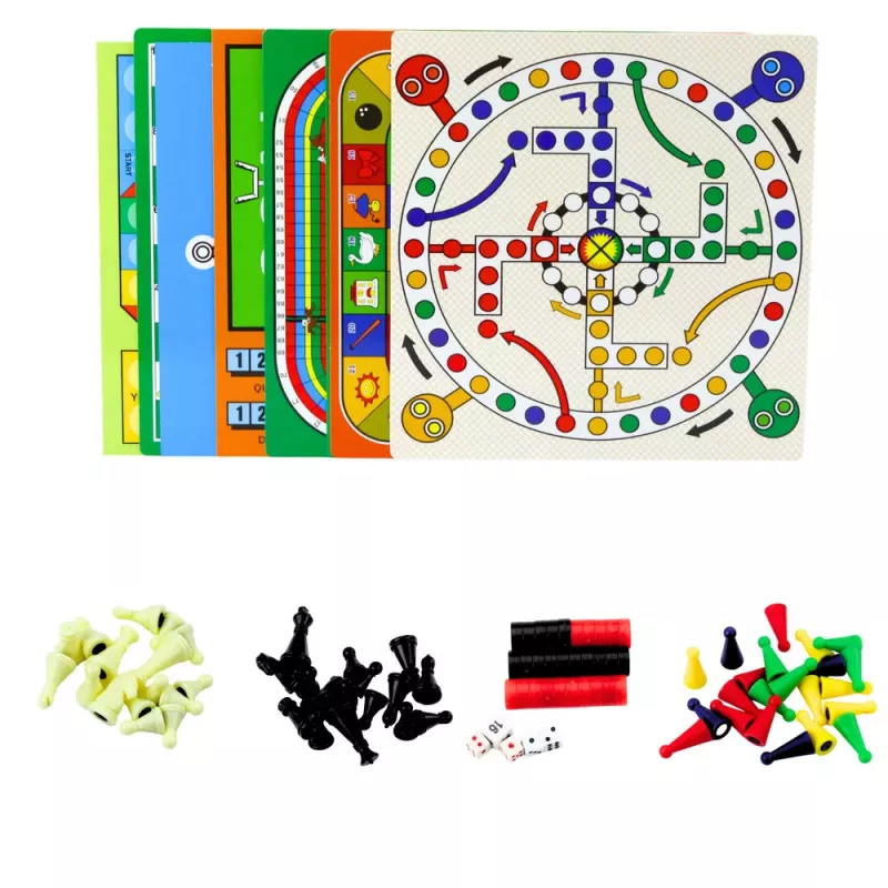 LEAN TOYS Rodinná hra sada 18 v 1 šach magnetická šachovnica