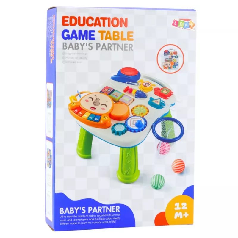 LEAN TOYS interaktívny učebný stolík pre batoľatá so svetlom a zvukom, pastelový, 6-in-1