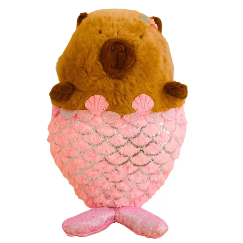 LEAN TOYS plyšová hračka kapybara morská panna ružová 28cm