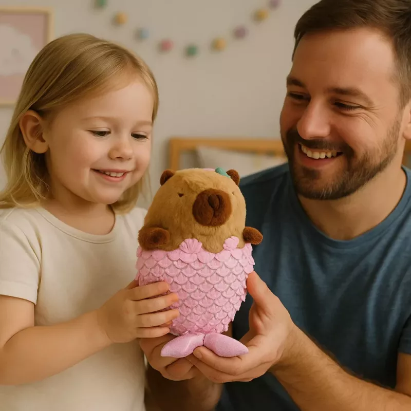 LEAN TOYS plyšová hračka kapybara morská panna ružová 28cm