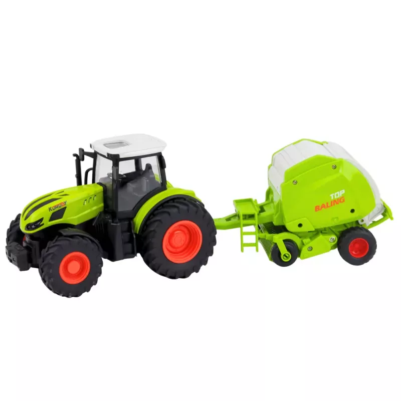 LEAN TOYS RC diaľkovo ovládaný traktor s lisom na balíky, poľnohospodársky traktor 1:24