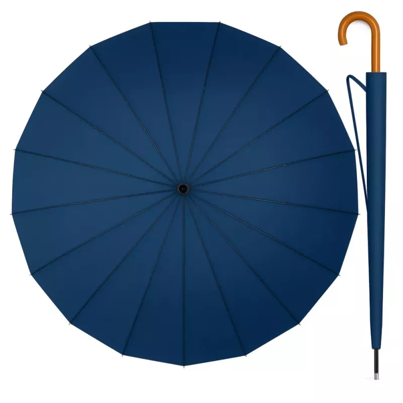 LEAN veľký automatický dáždnik s ramenným popruhom 24 rebier tmavomodrý 115 cm