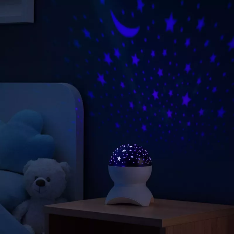 LEAN nočná lampa Star Projector 3v1 Bluetooth LED reproduktor biela