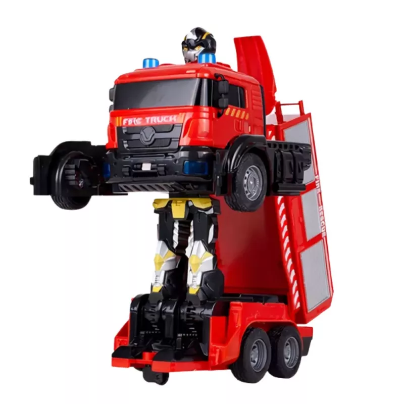 LEAN TOYS hasičský robot auto 2 v 1 diaľkovo ovládaný RC svetlá zvuky voda