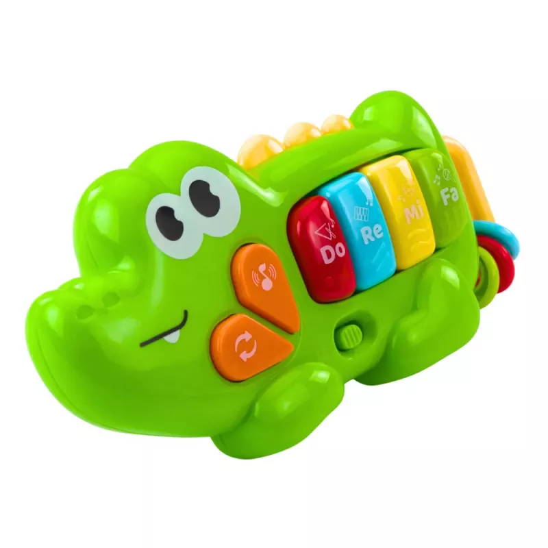 LEAN TOYS Interaktívne hudobné klavír pre batoľatá krokodíl korálky zelená