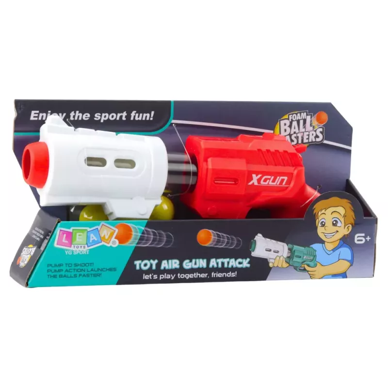 LEAN TOYS Pištoľ na soft penové loptičky XGUN červená 6 ks