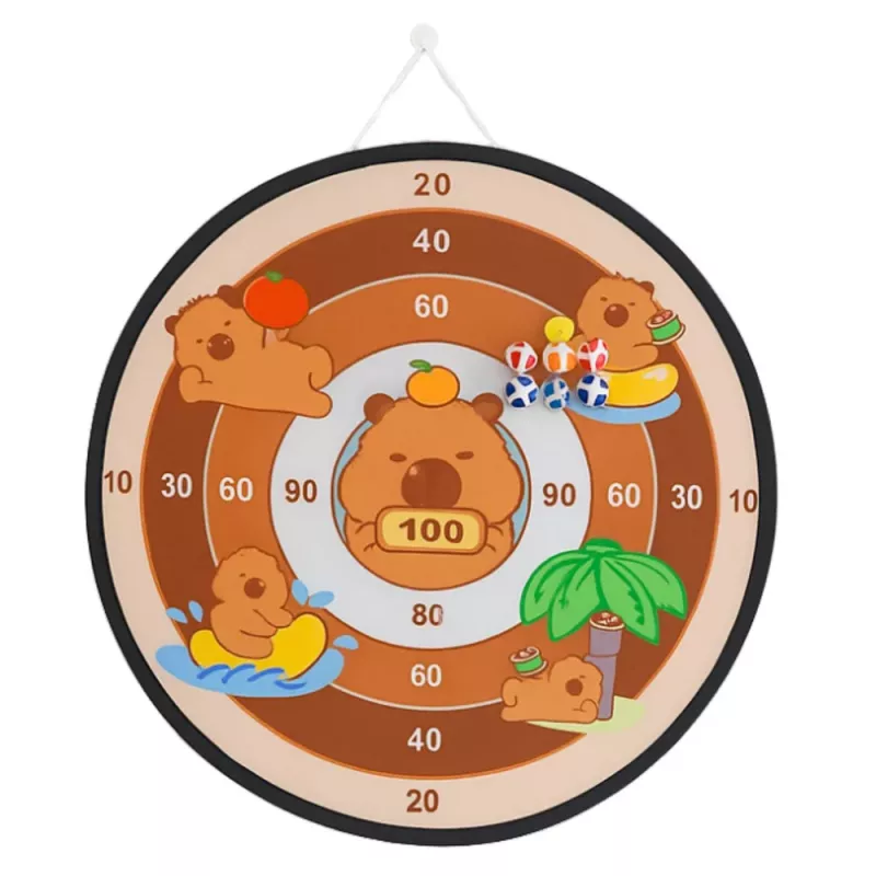 LEAN TOYS Capybara terčová zručnostná hra s prichytávacími loptičkami a hračkárskymi pištoľami 73,5 cm
