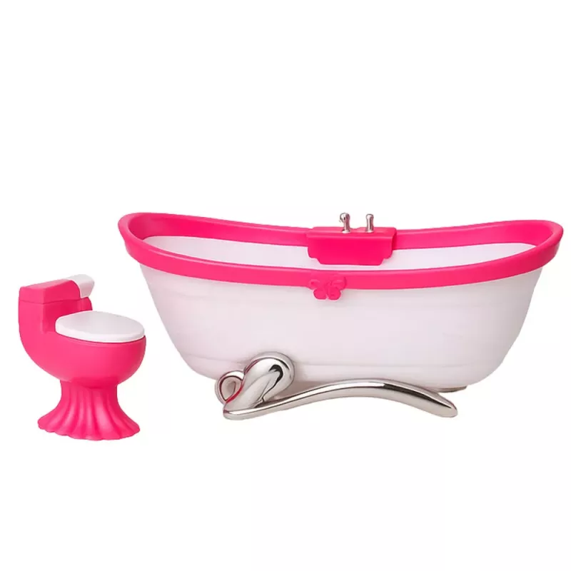 LEAN TOYS Sada kúpeľne pre bábiky: vaňa toaleta umývadlo so zrkadlom