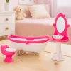 LEAN TOYS Sada kúpeľne pre bábiky: vaňa toaleta umývadlo so zrkadlom