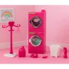 LEAN TOYS Sada prania pre bábiky práčka sušička košík na prádlo vešiaky ružová