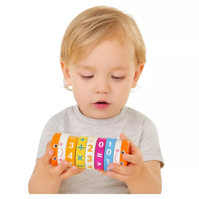 LEAN TOYS Vzdelávací matematický valec pre deti Nuka počítacie puzzle - modrý