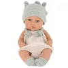 LEAN TOYS Bábika sivé oblečenie čiapka podbradník 18 cm