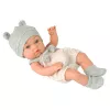 LEAN TOYS Bábika sivé oblečenie čiapka podbradník 18 cm