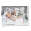 LEAN TOYS Bábika sivé oblečenie čiapka podbradník 18 cm