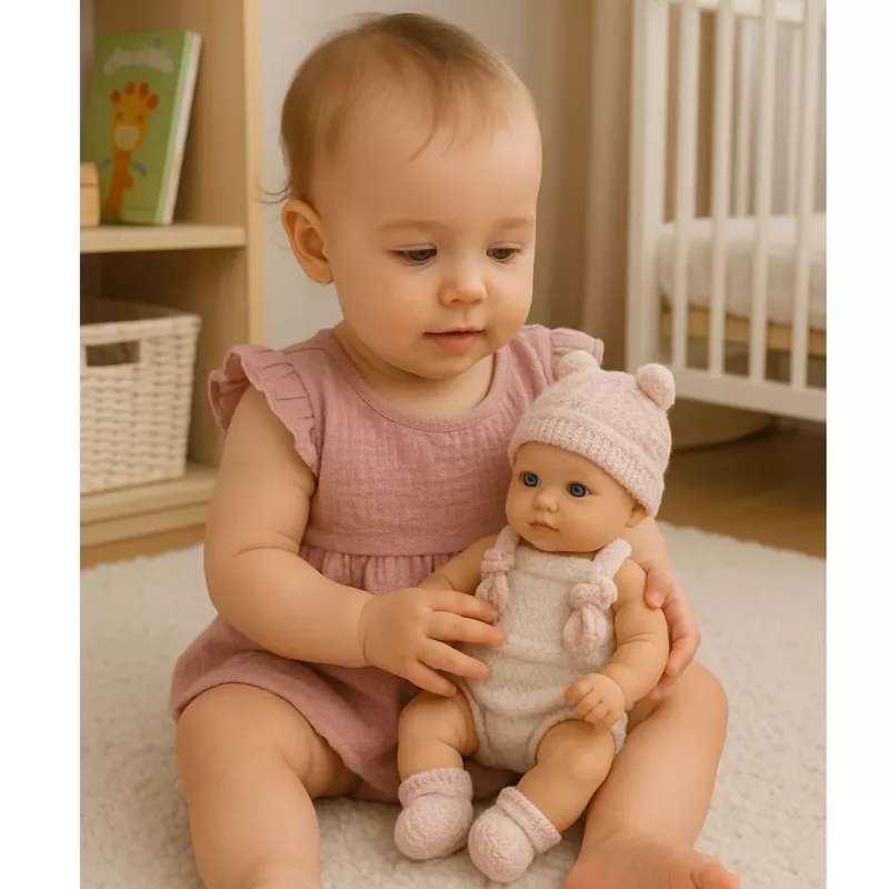LEAN TOYS Bábika ružové oblečenie čiapka podbradník 18 cm