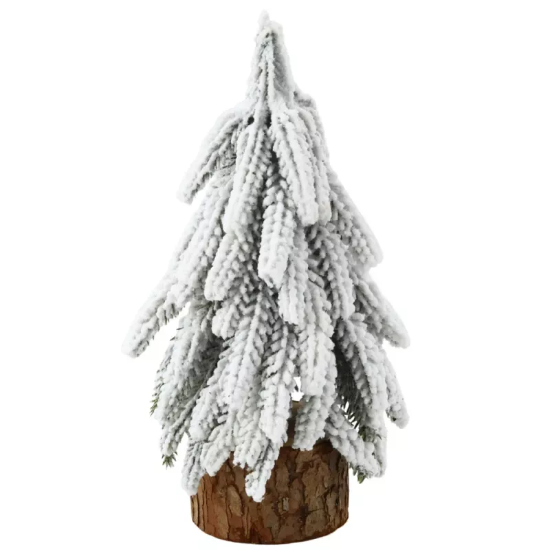 LEAN Dekoratívny umelý vianočný stromček na kmeni so snehom 30 x 10 cm
