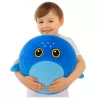 LEAN TOYS Rastúca plyšová modrá žralok skákacia lopta pumpa 50 cm