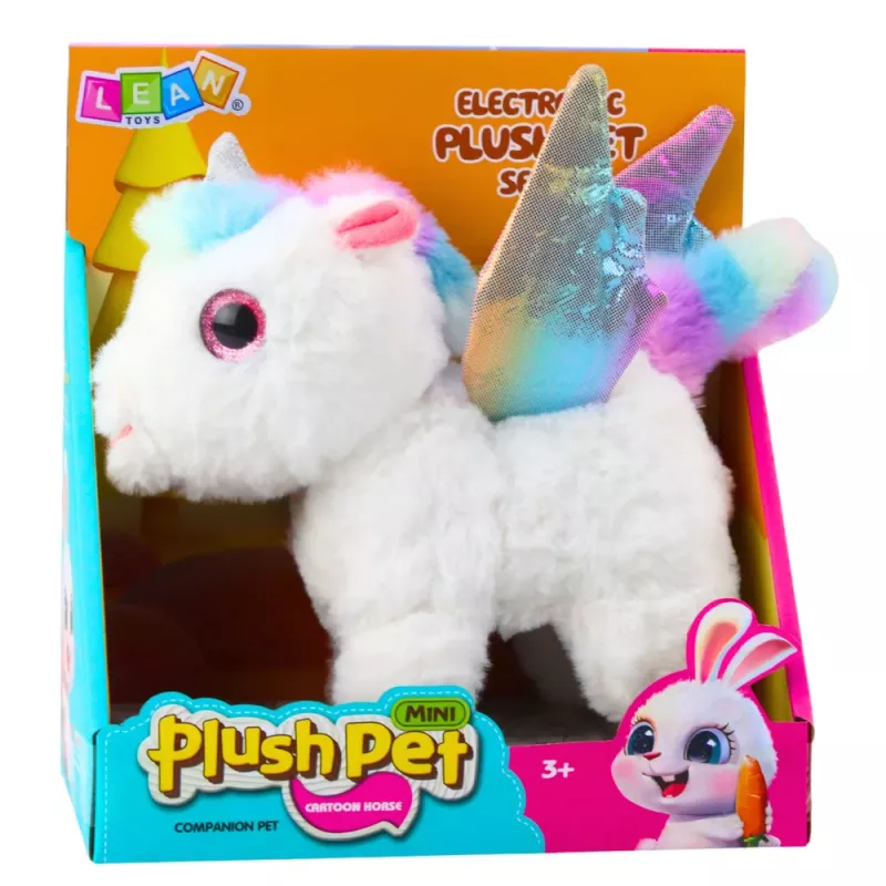 LEAN TOYS Jednorožec plyšový interaktívny pohyby zvuky biely 21 cm