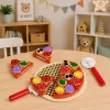 LEAN TOYS Drevená sada na krájanie pizze s kolieskom na suchý zips a krájacou doskou