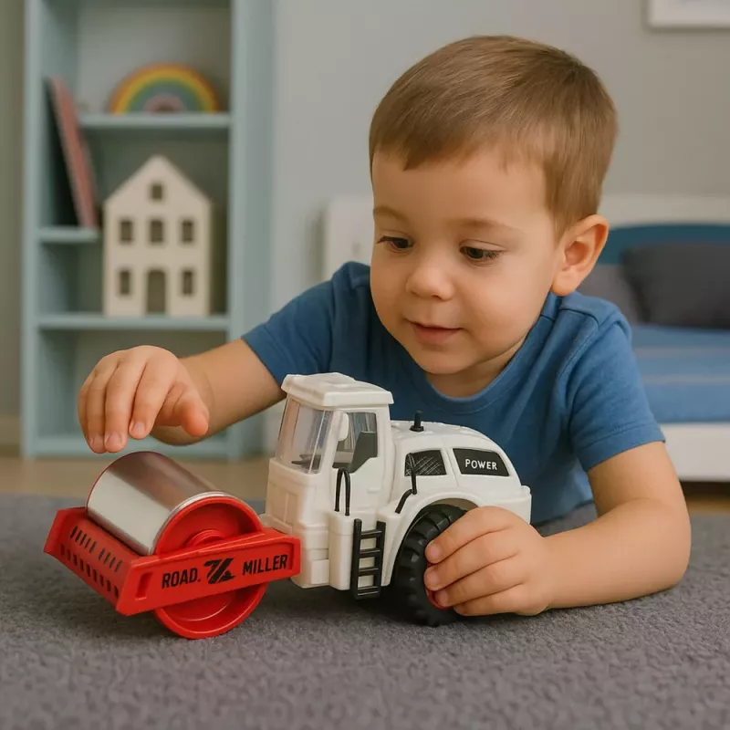 LEAN TOYS Cestný valec stavebný kovový otáčací valec svetlá zvuky