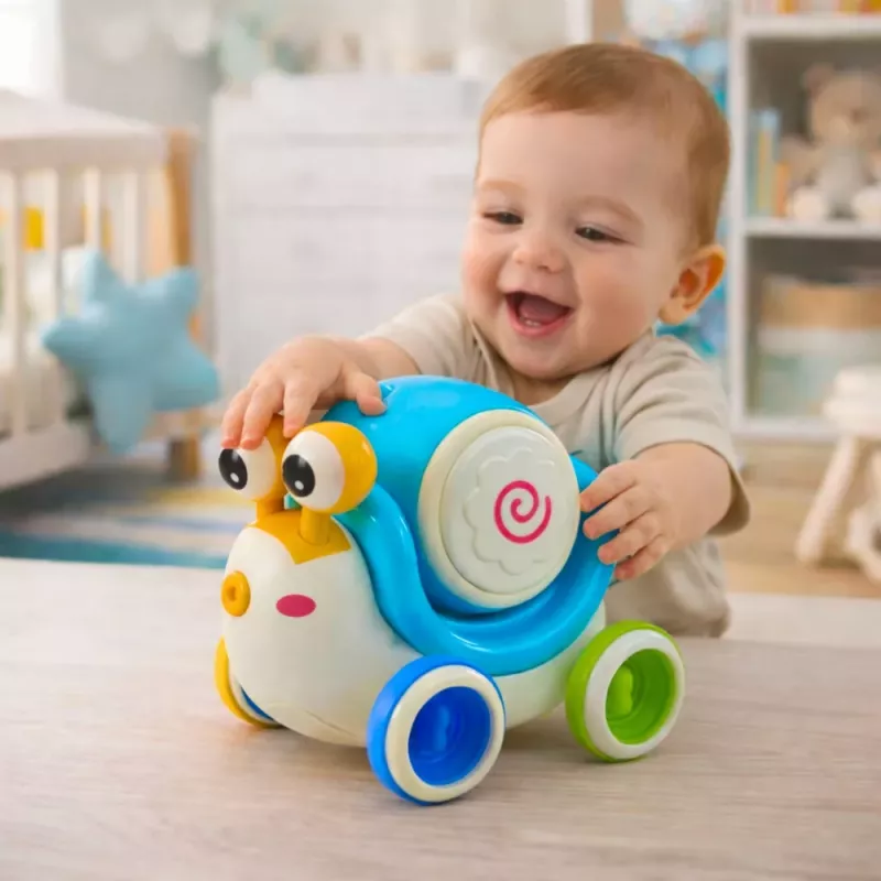 LEAN TOYS Interaktívny slimáčí bubon na jazdenie, hudobný, vzdelávací, modrý