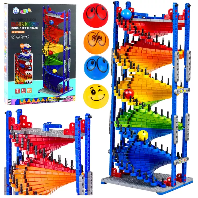 LEAN TOYS Vzdelávacie kocky guľová dráha farebné 550 dielov