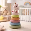 LEAN TOYS Mäkká senzorická pyramída jednorožec guma ECO farebná