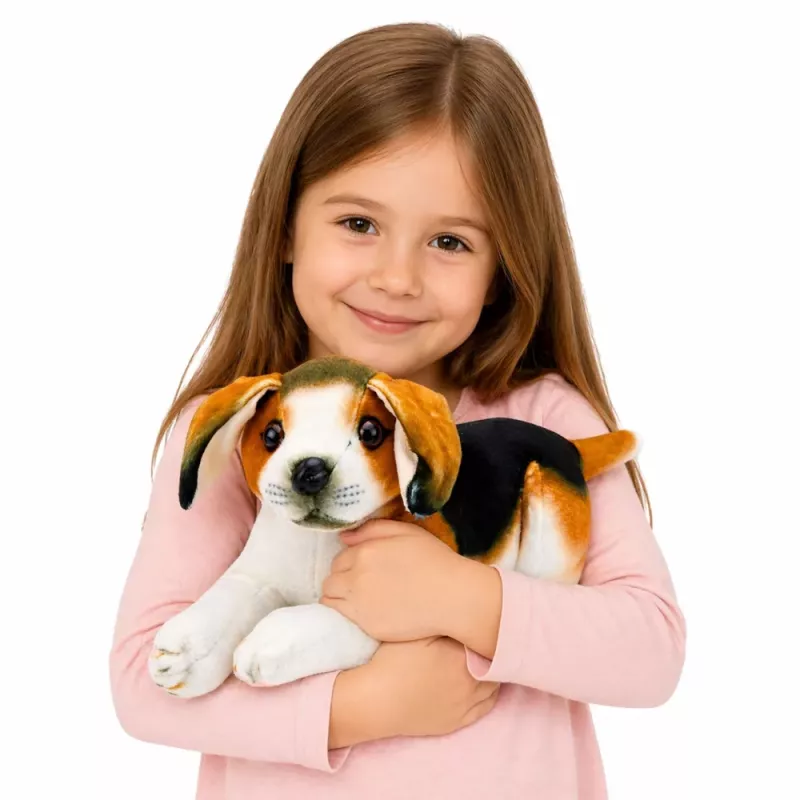 LEAN TOYS Plyšový beagle pes, plyšová hračka, mäkký pes, 25 cm