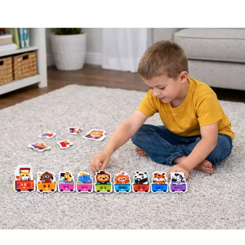 LEAN TOYS Vzdelávacie puzzle pre batoľatá abecedný vlak so zvieratami 40 dielov