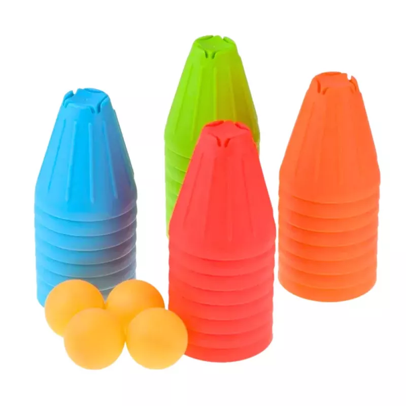 LEAN TOYS Vzdelávacia zručnostná hra Fast Cups 3in1 lopty poháre 38 ks