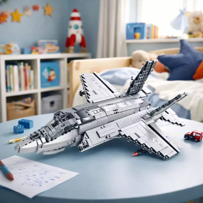 LEAN TOYS F-35 Lightning II bojové lietadlo stavebné kocky sivé 1490 dielov
