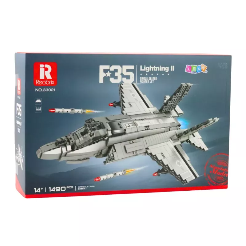 LEAN TOYS F-35 Lightning II bojové lietadlo stavebné kocky sivé 1490 dielov