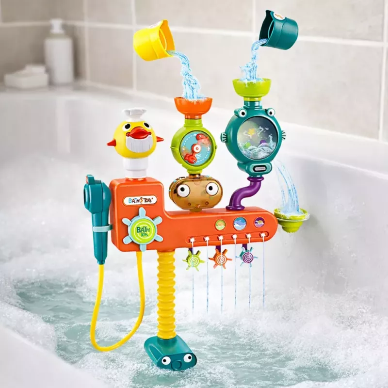 LEAN TOYS Overflow kúpacia hračka kolieska poháre sprcha