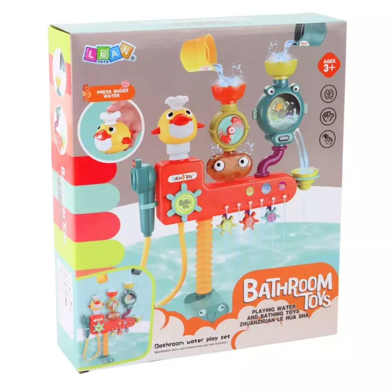 LEAN TOYS Overflow kúpacia hračka kolieska poháre sprcha