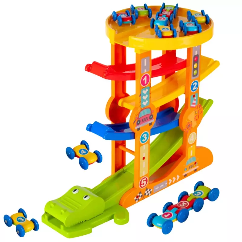 LEAN TOYS Krokodíl auto šmýkačka balance dráha 5 úrovní