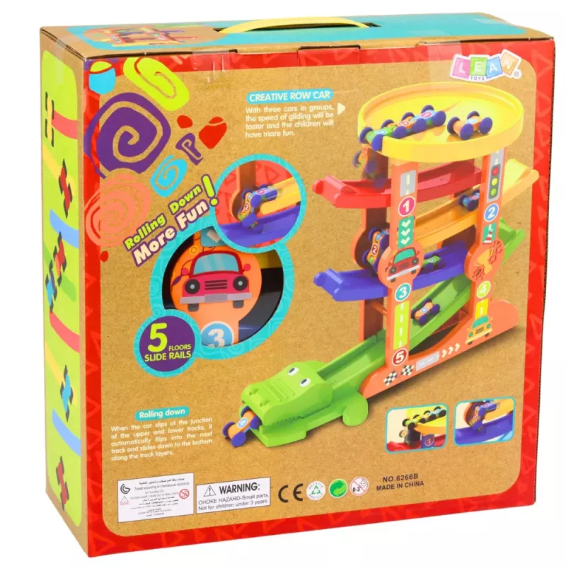 LEAN TOYS Krokodíl auto šmýkačka balance dráha 5 úrovní