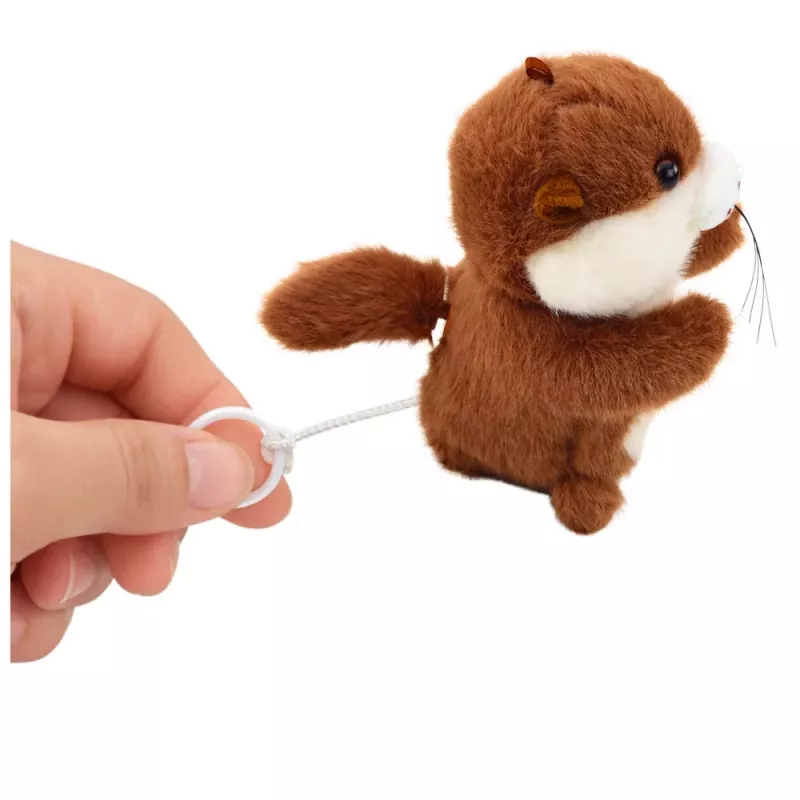 LEAN TOYS Plyšová vydra s vrtiacim chvostom a pískacími zvukmi kľúčenka 12,5 cm