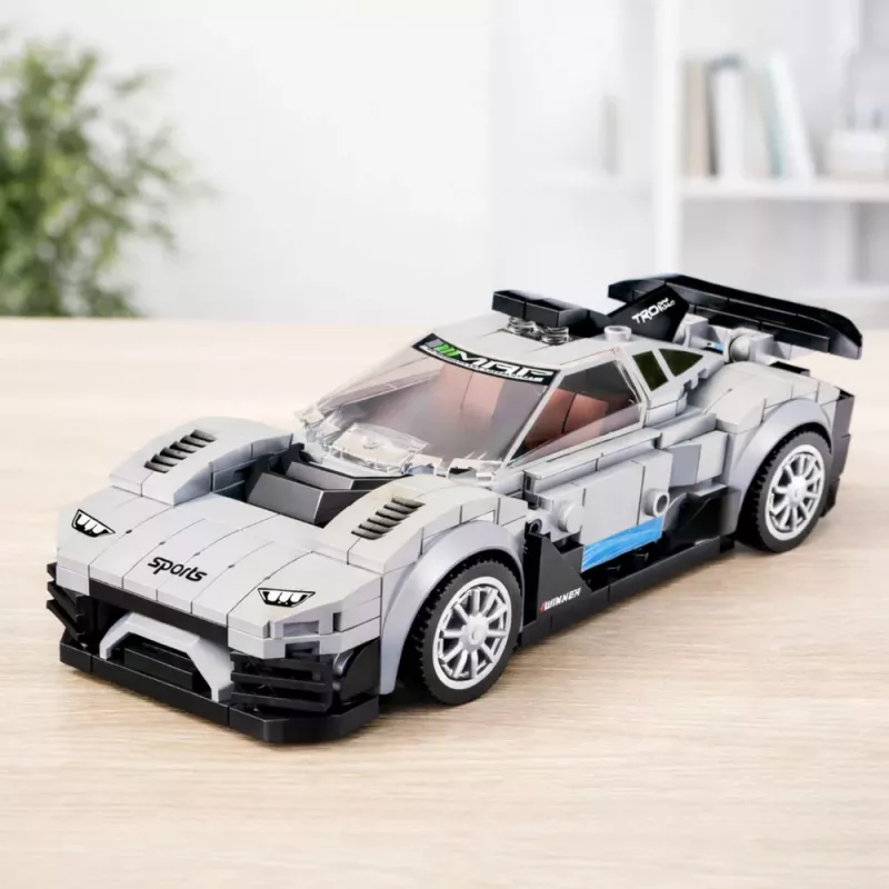 LEAN TOYS Kocky pretekárske auto robot 2v1 biela 320 dielov
