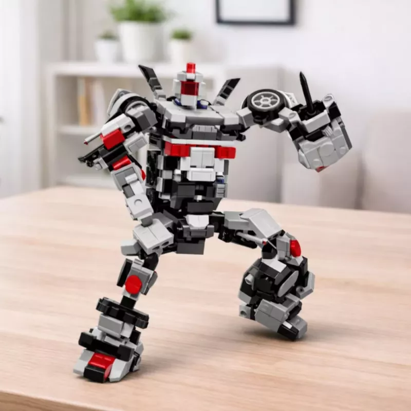 LEAN TOYS Kocky pretekárske auto robot 2v1 biela 320 dielov