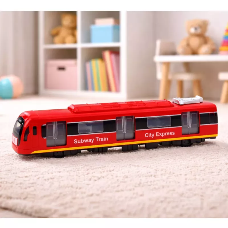 LEAN TOYS Metro vlak City Express s dverami, svetlom a zvukom, červená