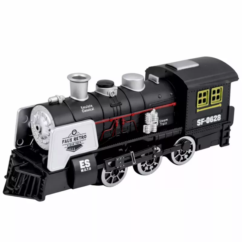 LEAN TOYS Klasická lokomotíva senzor prekážok dym svetlo zvuk čierna