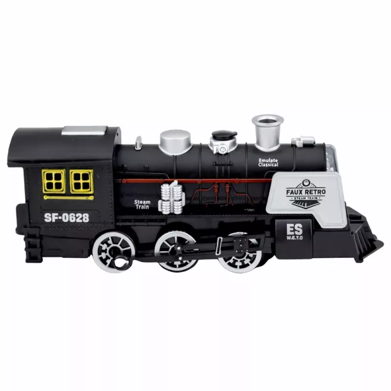 LEAN TOYS Klasická lokomotíva senzor prekážok dym svetlo zvuk čierna
