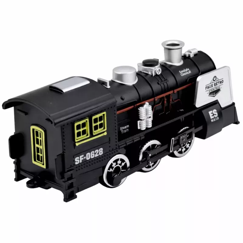 LEAN TOYS Klasická lokomotíva senzor prekážok dym svetlo zvuk čierna