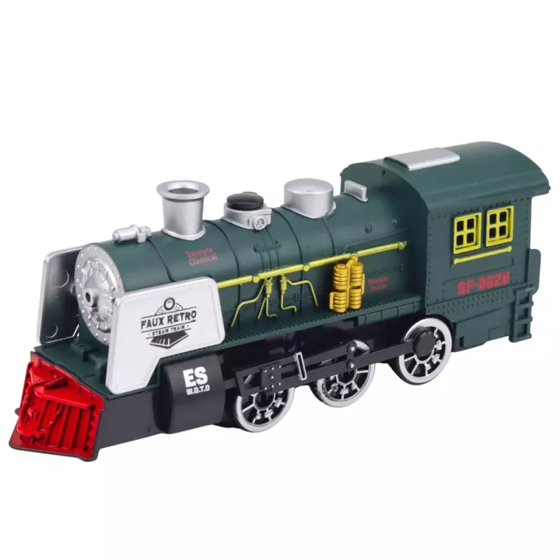 LEAN TOYS Klasická lokomotíva senzor prekážok dym svetlo zvuk zelená