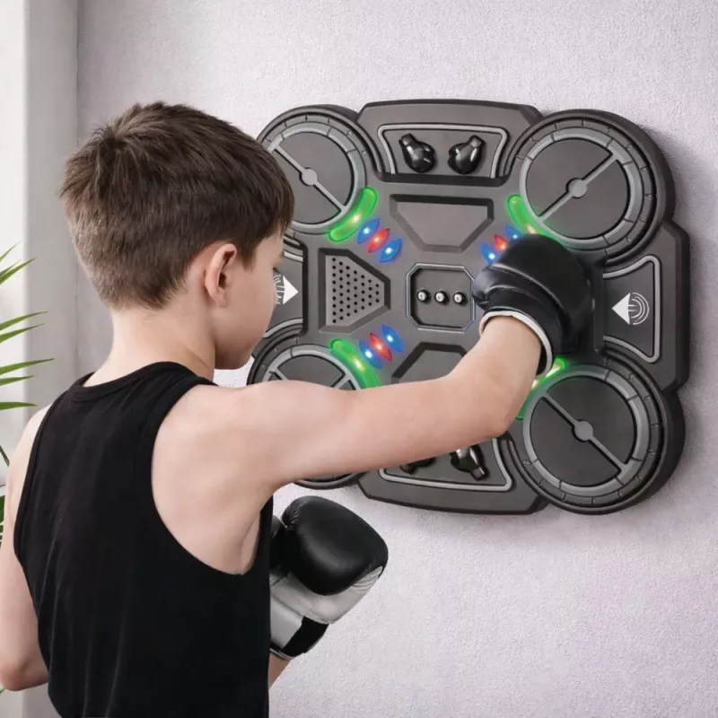 LEAN TOYS Interaktívny hudobný boxovací terč s LED svetlami, 3 úrovne, čierna